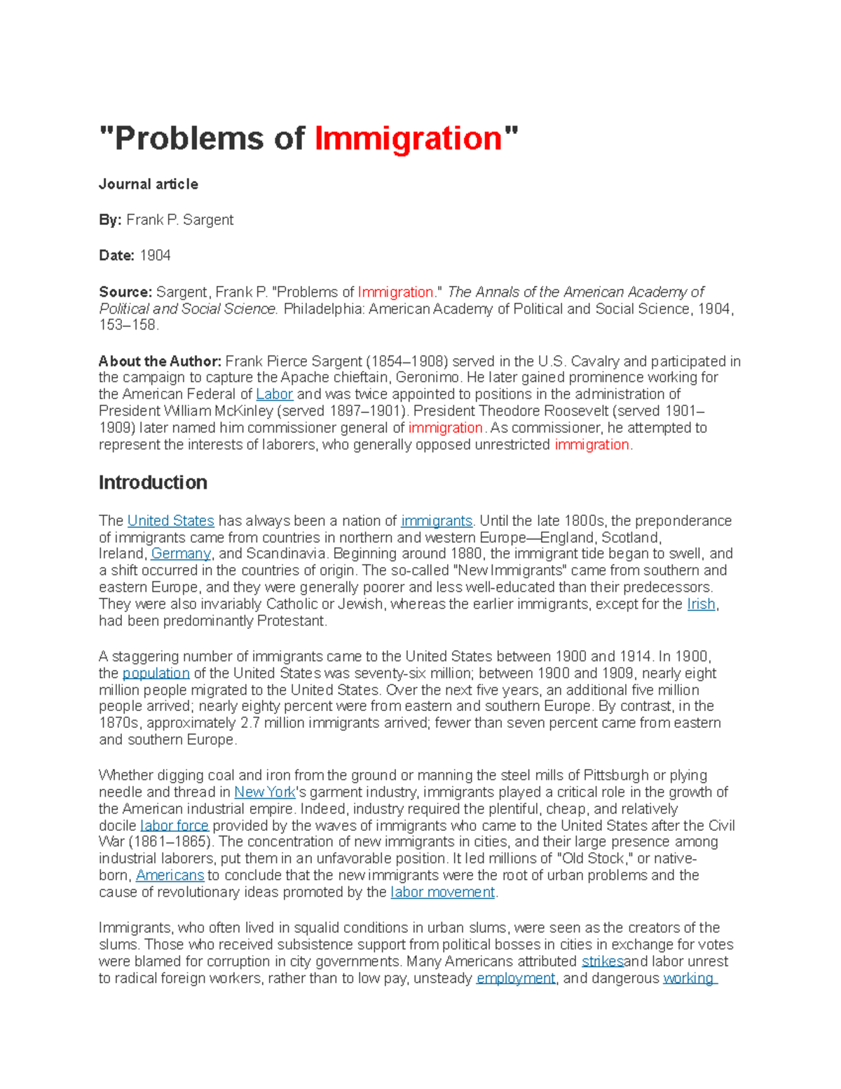 immigration stresses research paper