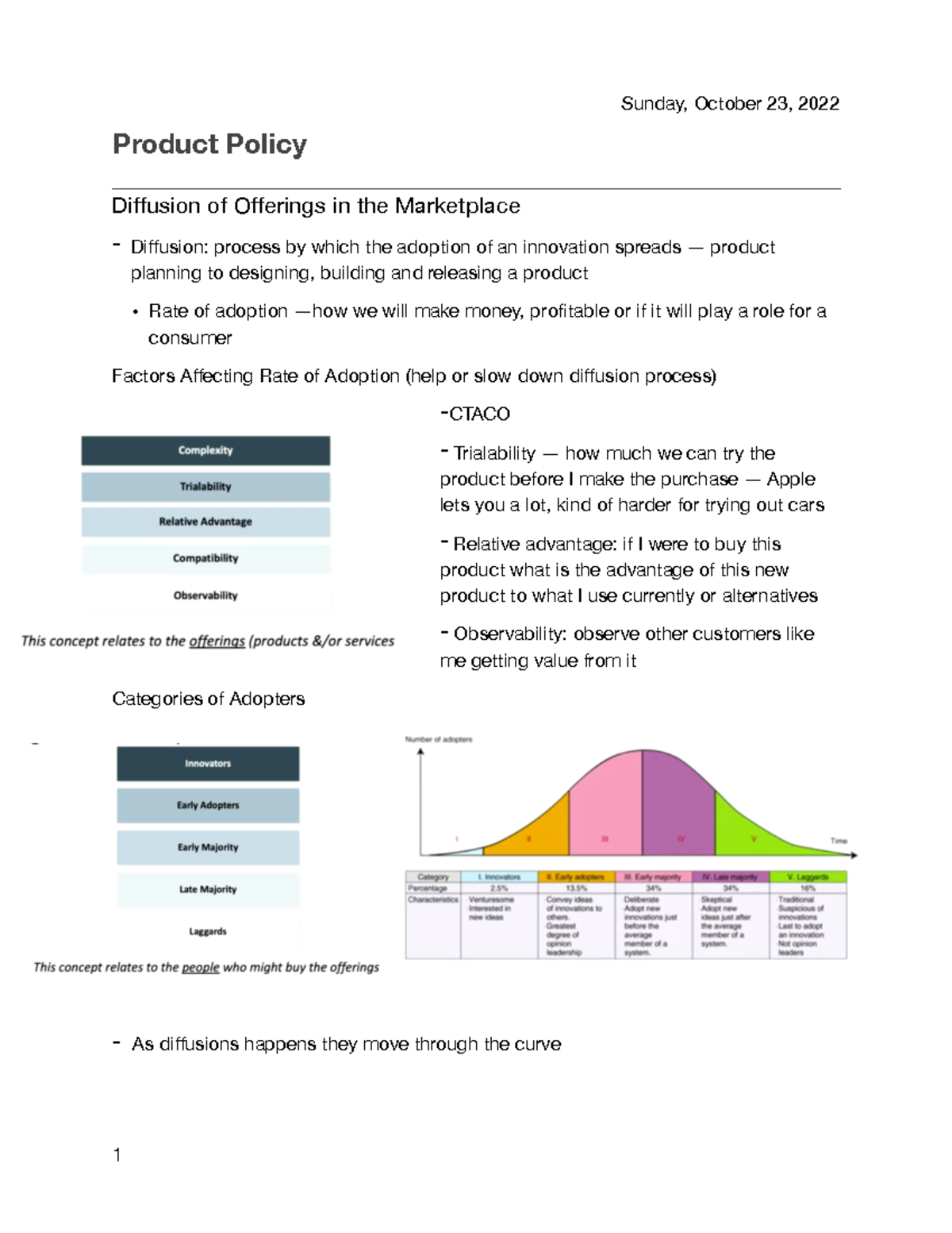 Product Policy - Professor Williams - Product Policy Diffusion of ...