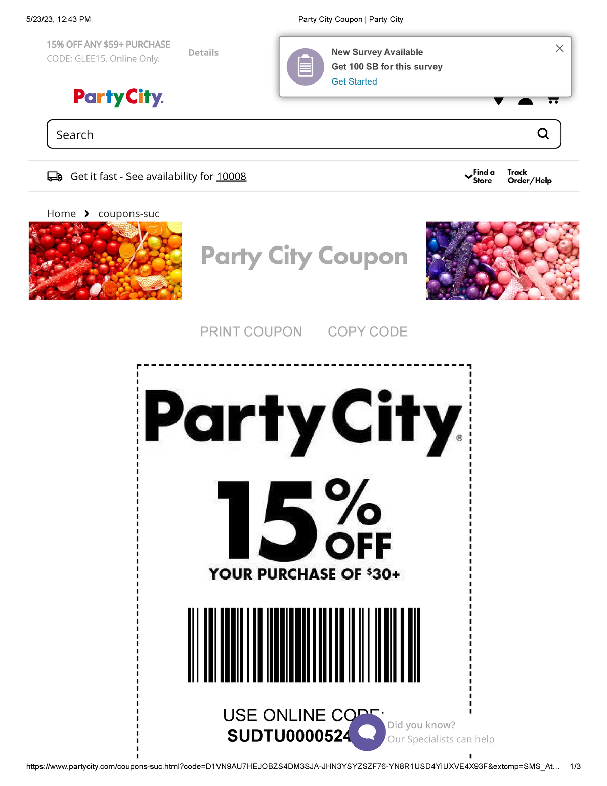 Party City Coupon Party City 5/23/23, 1243 PM Party City Coupon