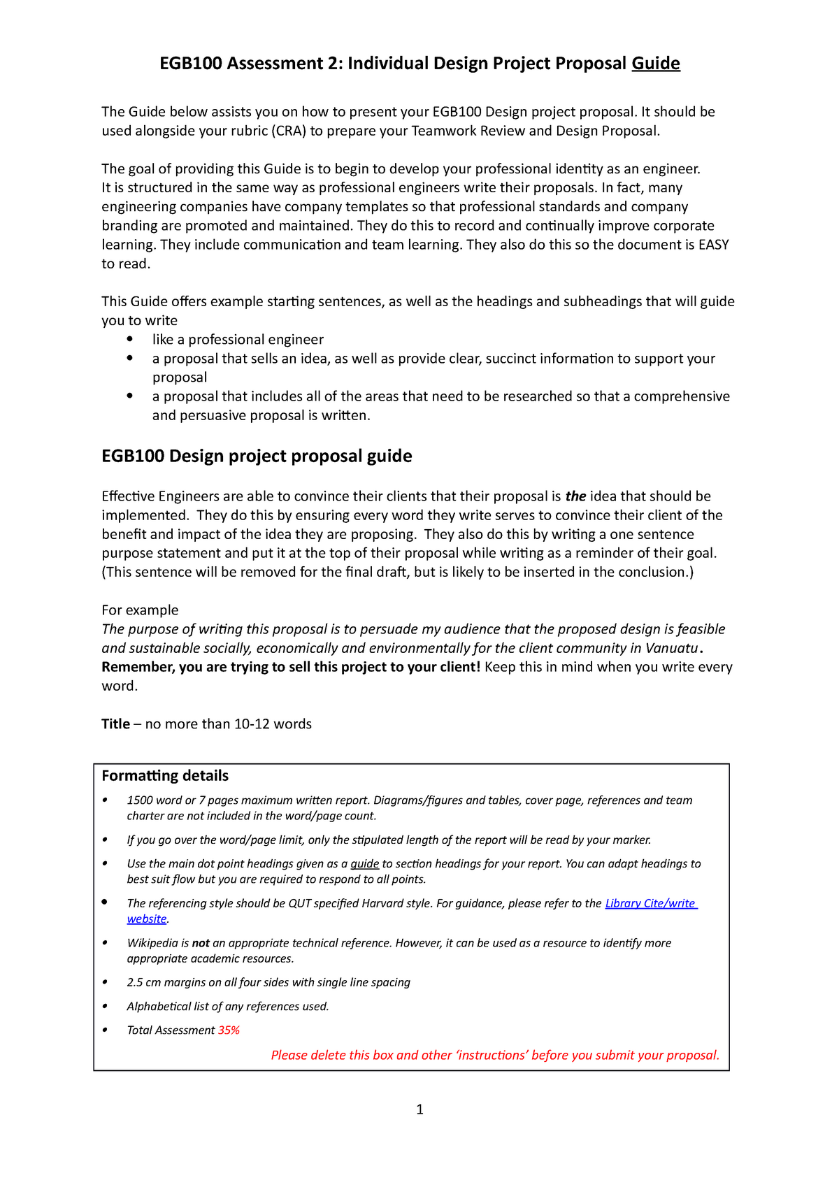 EGB100 Assessment 2 Guide - Engineering Sustainability and - StuDocu