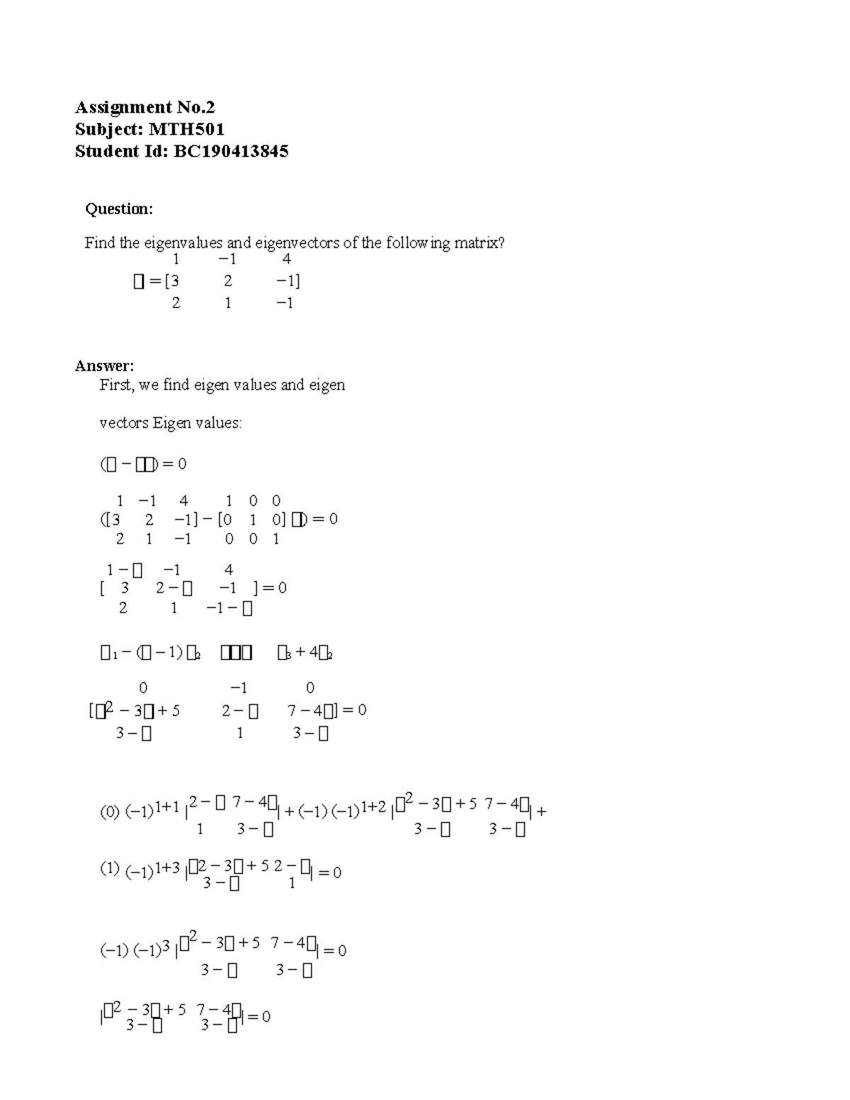 MTH 501 Assigment 2 (2022) vuanswer - Assignment No. Subject: MTH ...