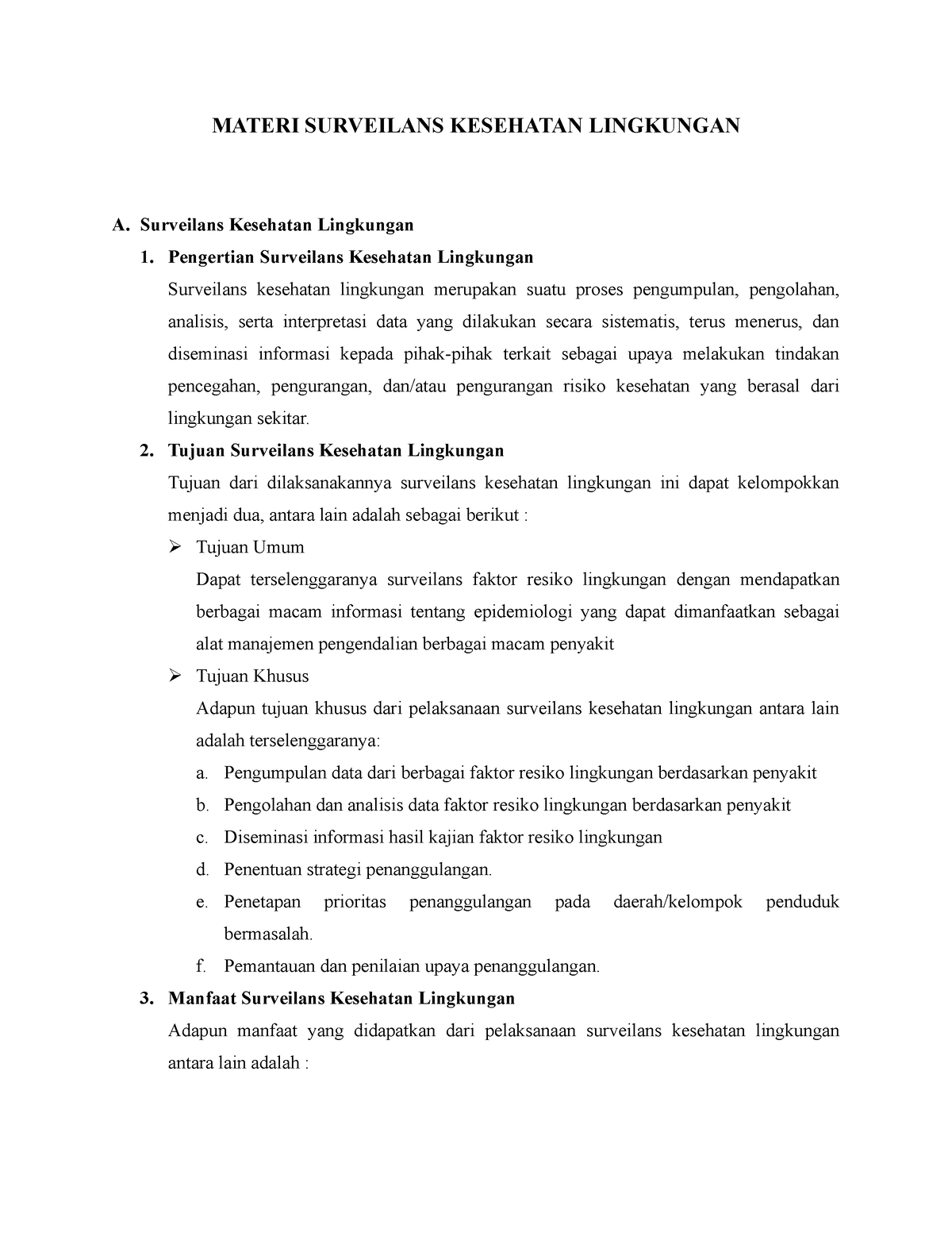 Materi Surveilans Kesehatan Lingkungan - MATERI SURVEILANS KESEHATAN ...