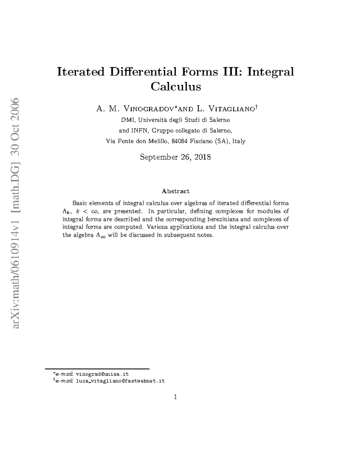 0610914 - Cours - arXiv:math/0610914v1 [math] 30 Oct 2006 Iterated ...
