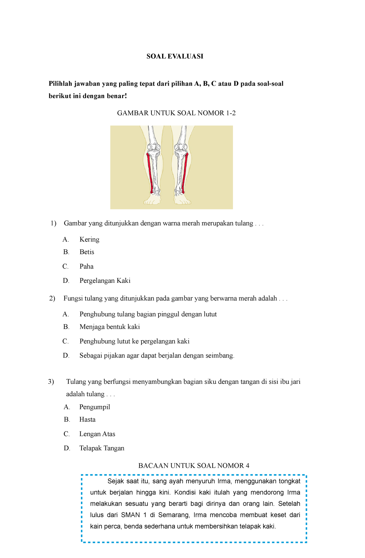 SOAL Evaluasi - SOAL EVALUASI Pilihlah Jawaban Yang Paling Tepat Dari ...