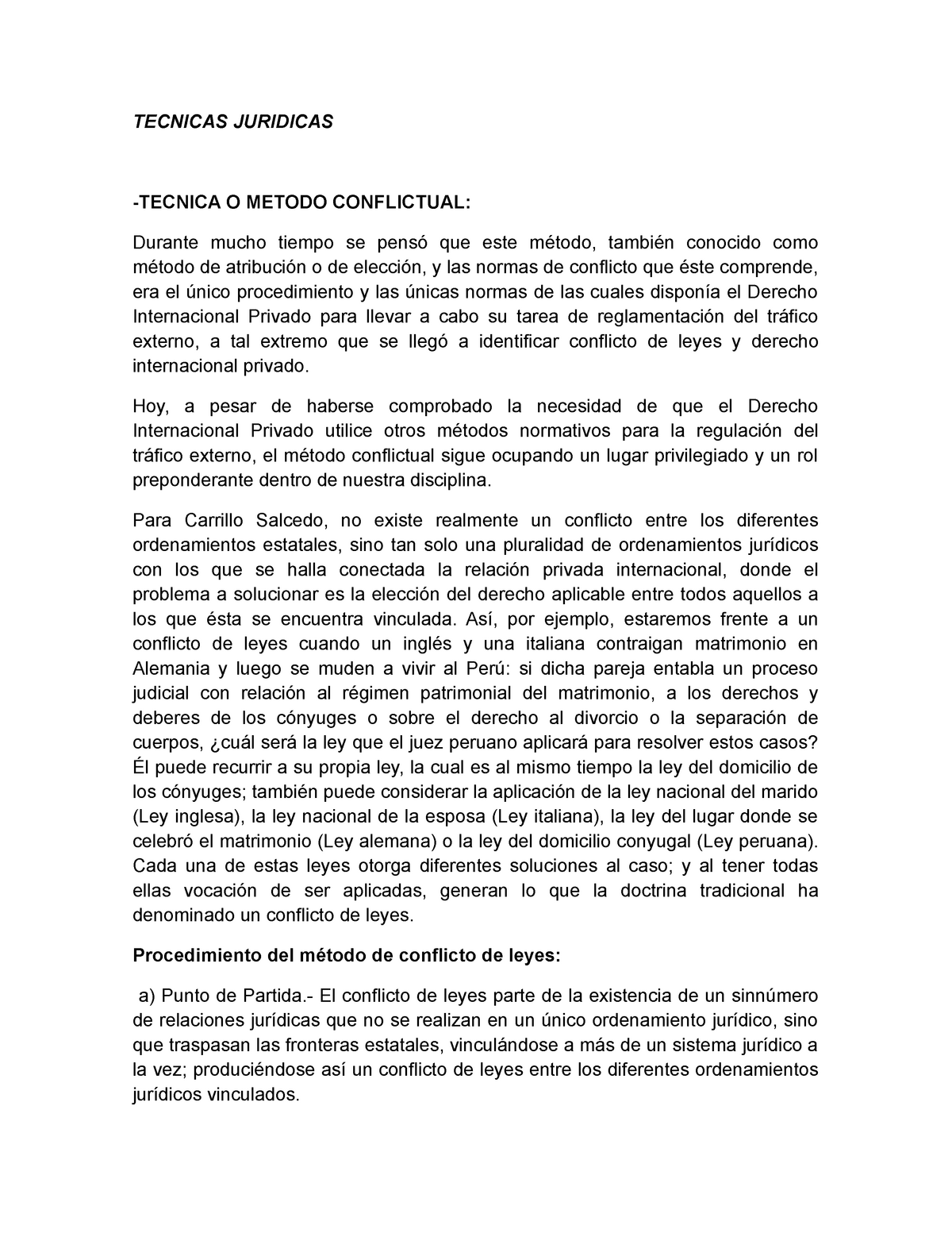 Conflicto De Leyes Sustantivas En El Derecho Internacional