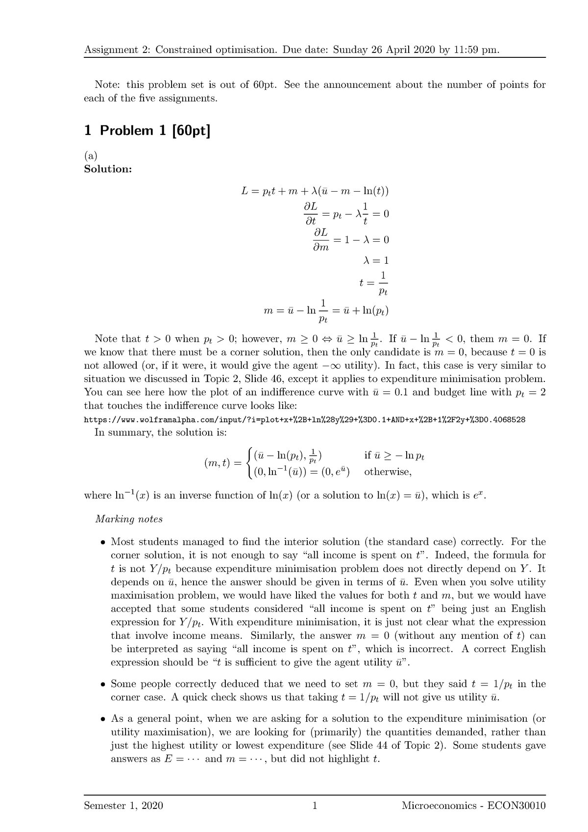 ECON30010 A2 2020 Answer - Note: This Problem Set Is Out Of 60pt. See ...