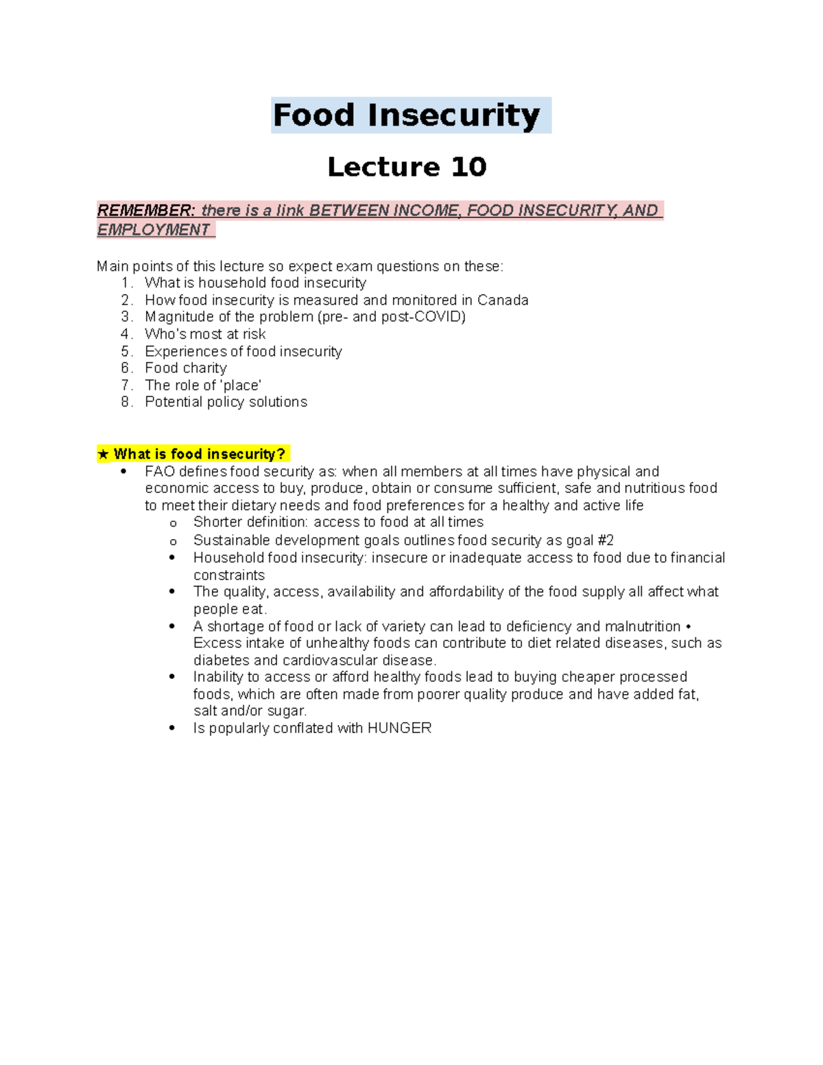 HLTB41 Lecture 10 - Dr. Fazli - HLTB01 - U of T - Studocu