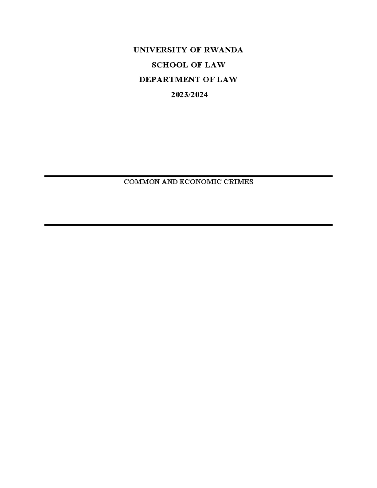 Common AND Economic Crimes - UNIVERSITY OF RWANDA SCHOOL OF LAW ...