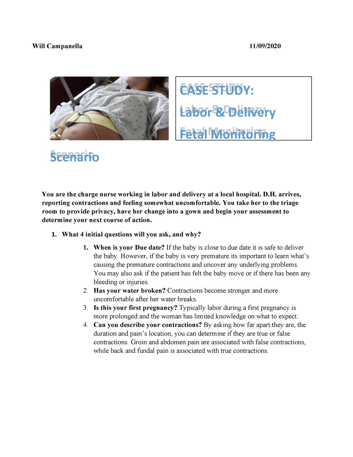case study of normal delivery