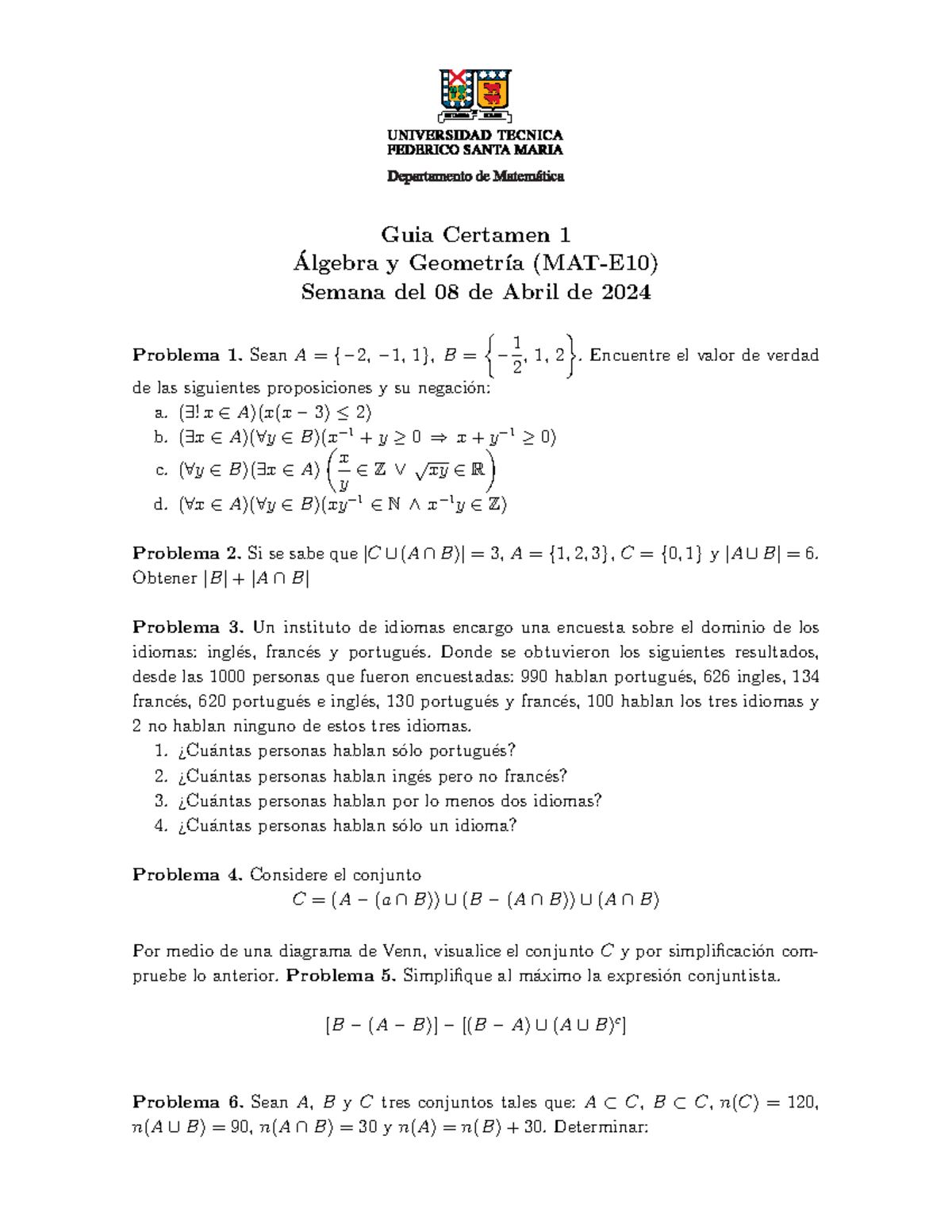 Guia certamen 1 matemáticas - Guia Certamen 1 Algebra y Geometr ́ ́ ıa ...