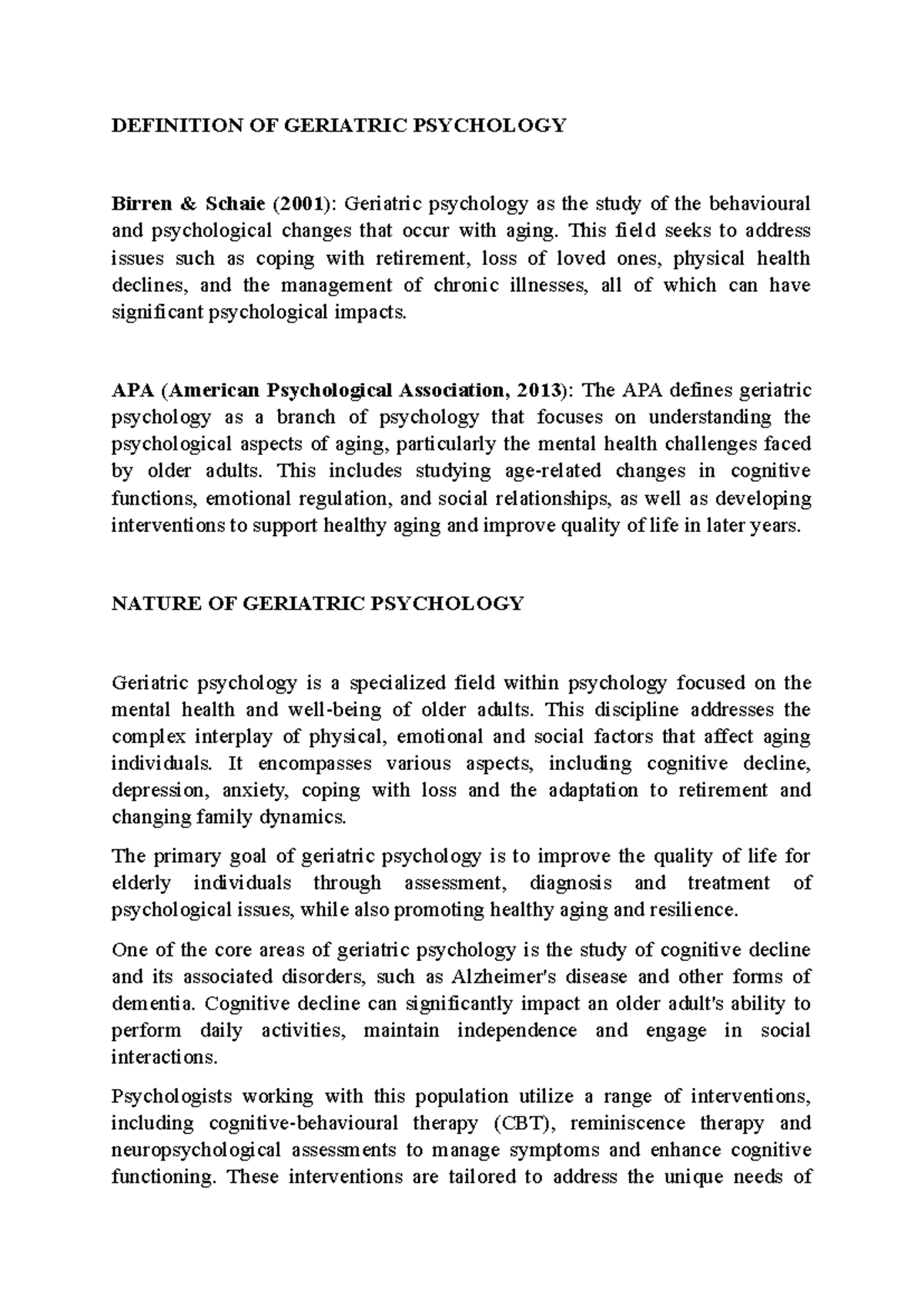 Definition of GP - Geriatric Psychology is a specialized field within ...