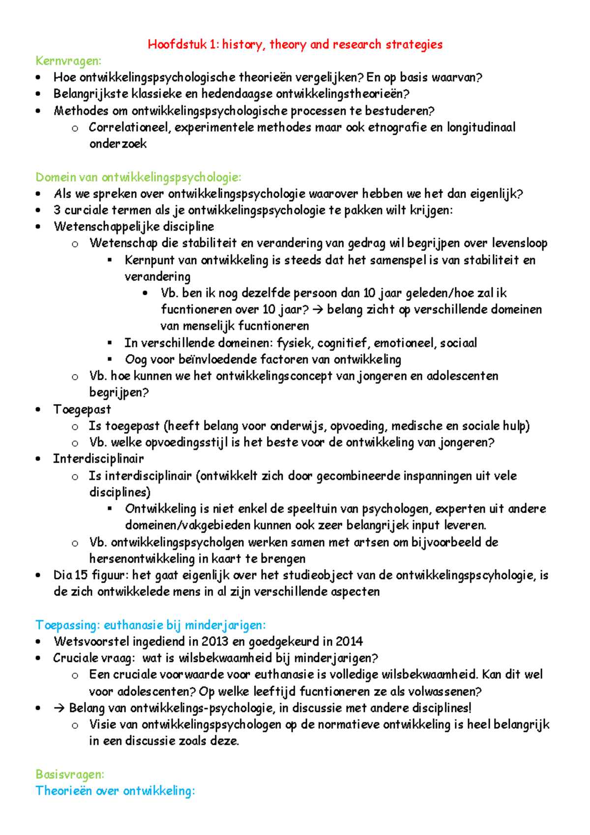 Hoofdstuk 1 - Samenvatting - Hoofdstuk 1: History, Theory And Research ...