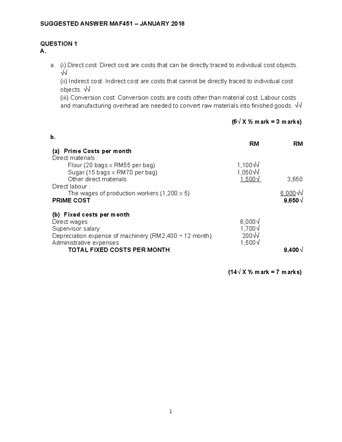 MAF451- solution Jan 2018 - Cost and management accounting - UiTM - Studocu