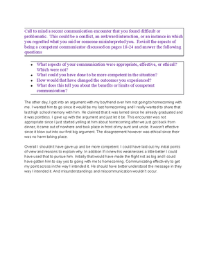 Final Reflection - Interpersonal Communication - SPC-1017 Interpersonal ...