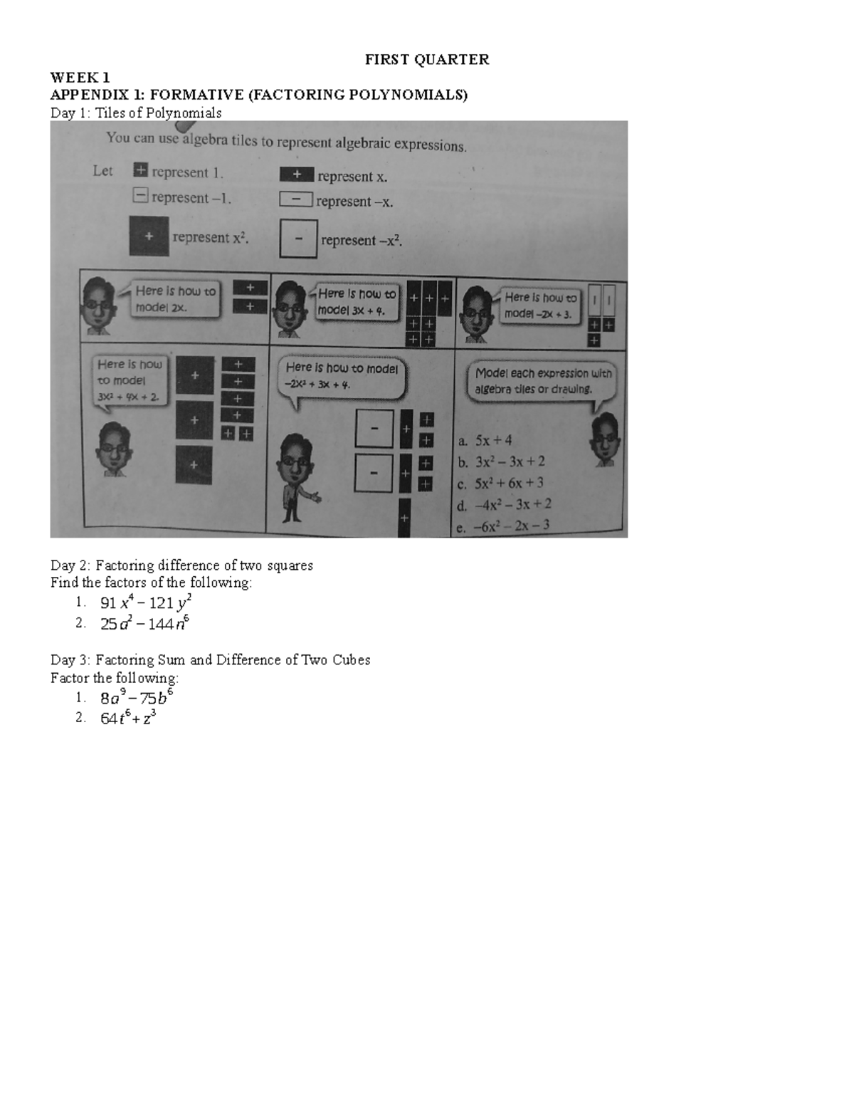 MATH 8 Assessments 1 - These are sample activities for Mathematics 8 ...