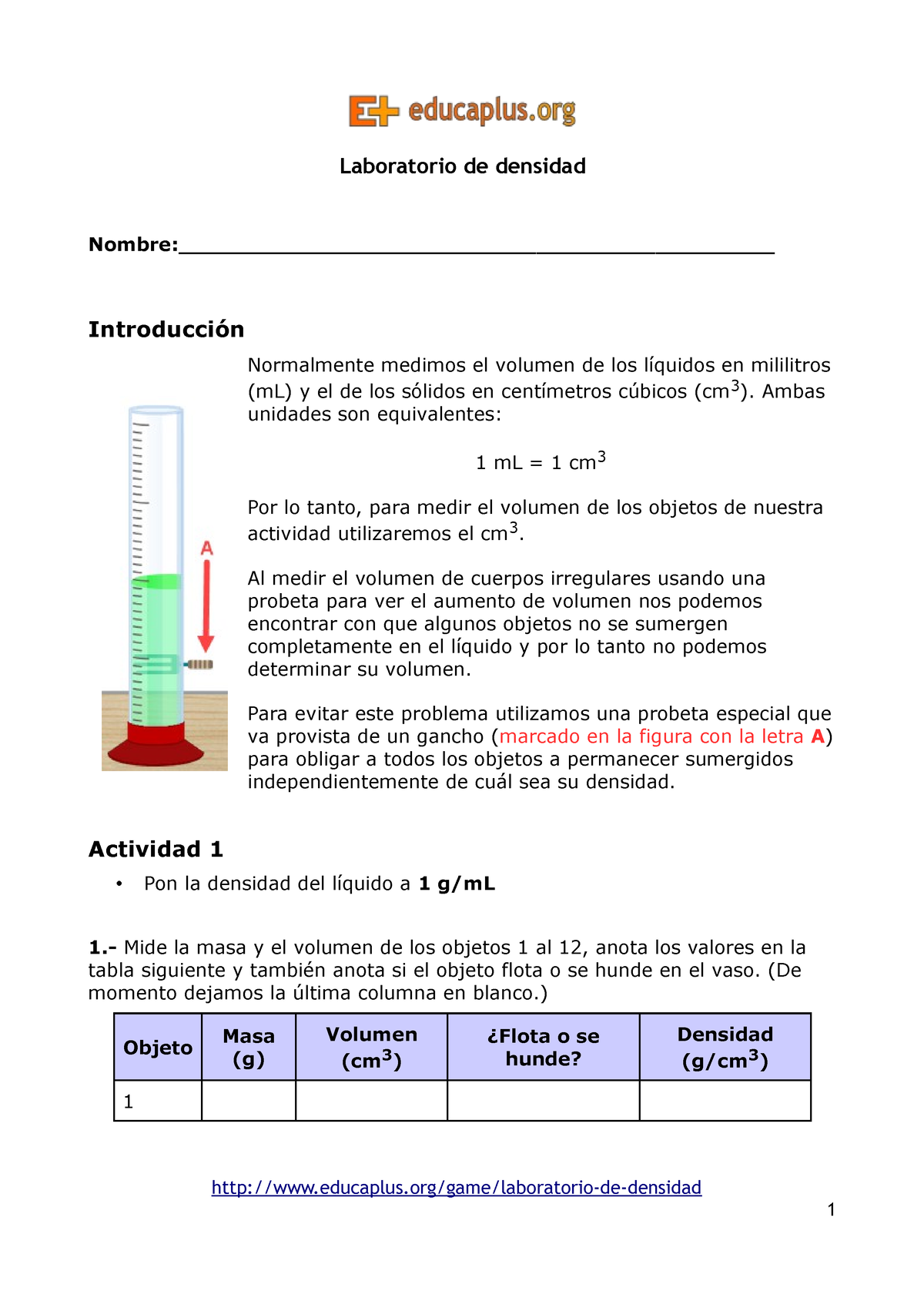 Lab Densidad- Educaplus - Nombre ...