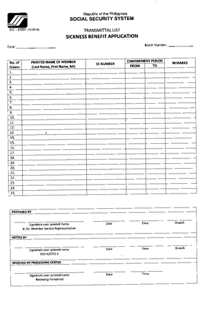 SSS Sickness Reimbursement Form - Psychology - Studocu