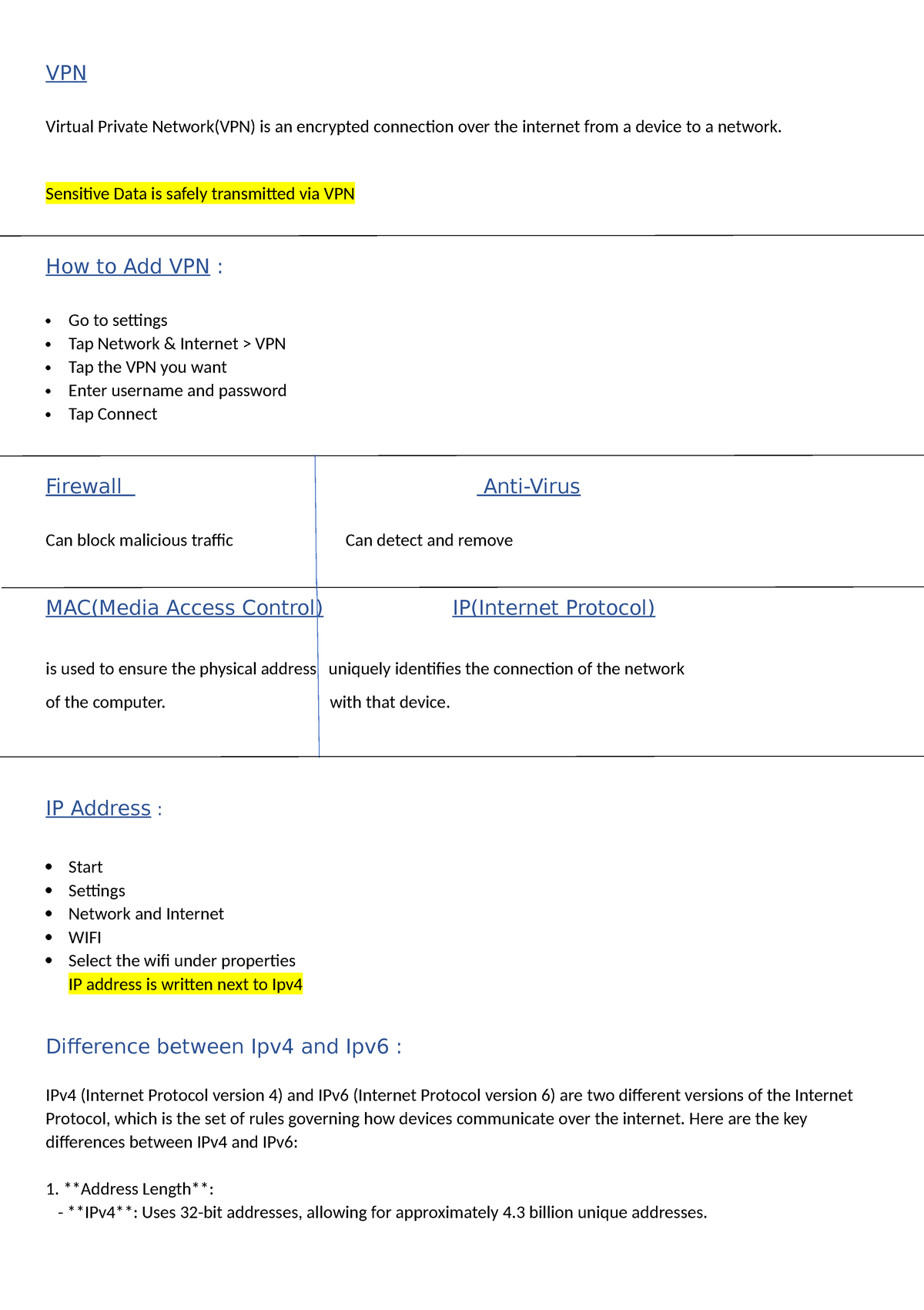IT questions - VPN Virtual Private Network(VPN) is an encrypted ...