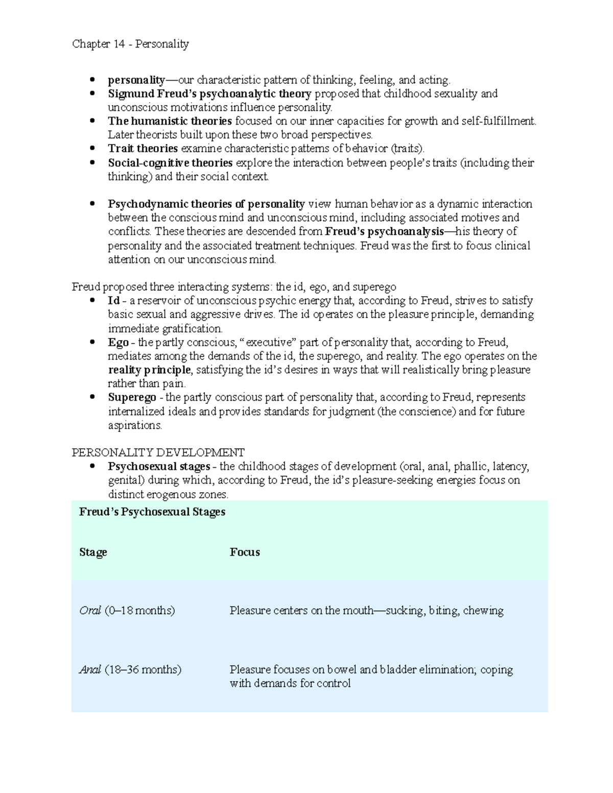 Chapter 14 - Personality - personality—our characteristic pattern of ...