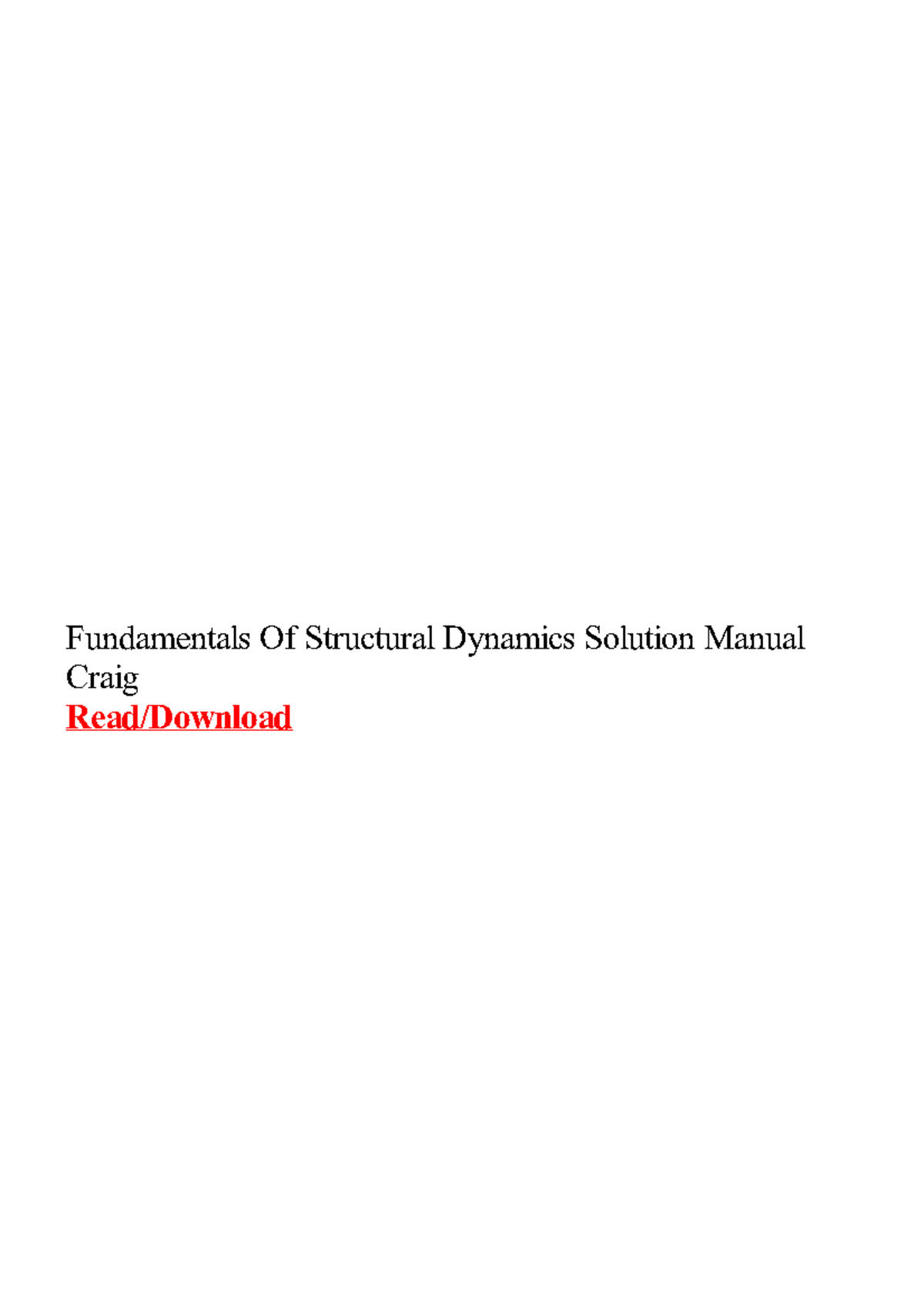 Fundamentals Of Structural Dynamics Solu Fundamentals Of Structural