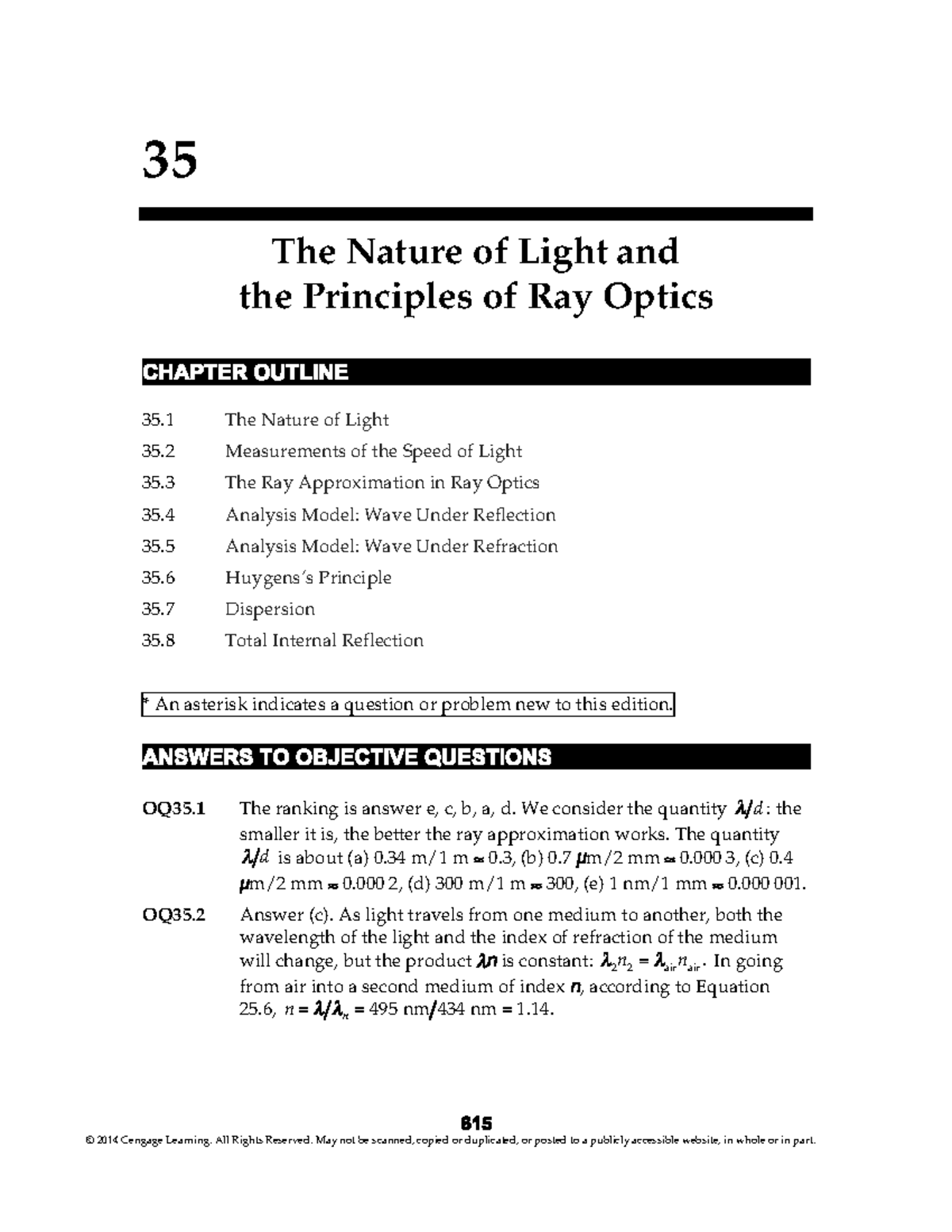 Solution chapter 35 - vfdyyjnfd - 35 The Nature of Light and the ...