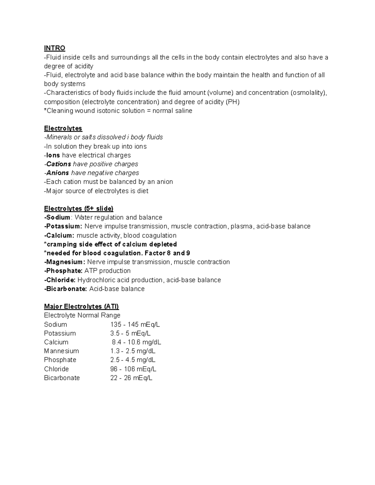 Chapter 42 Fluid electrolyte and acid base balance INTRO Fluid