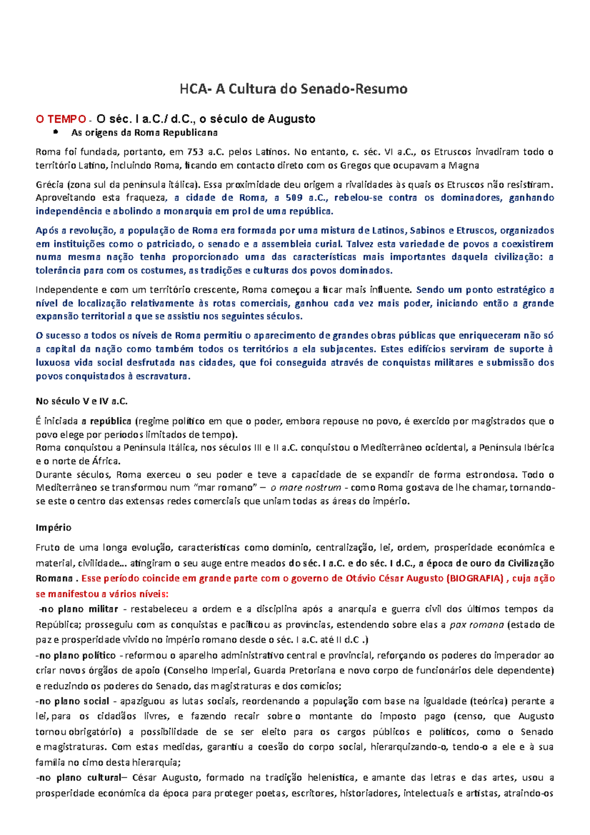 Cultura Do Senado - Resumos - HCA- A Cultura Do Senado-Resumo O TEMPO ...