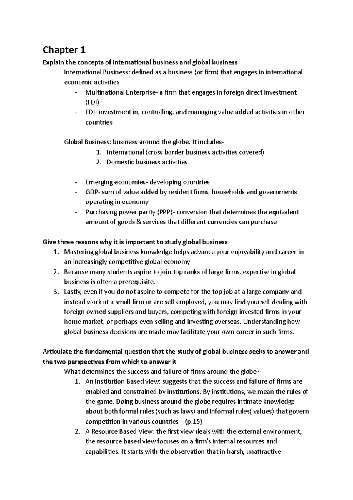 Unit 1 - Unit 4 - Chapter 1 Explain The Concepts Of International ...