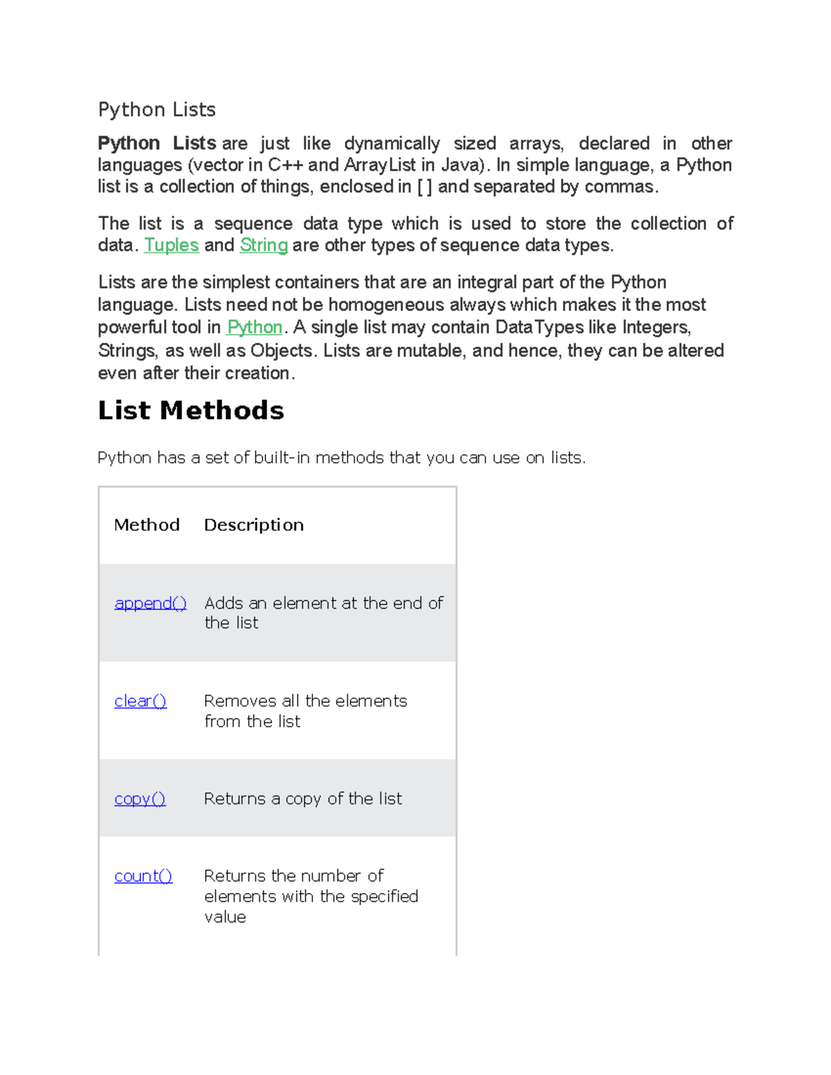 Python 2 - It's useful - Python Lists Python Lists are just like ...