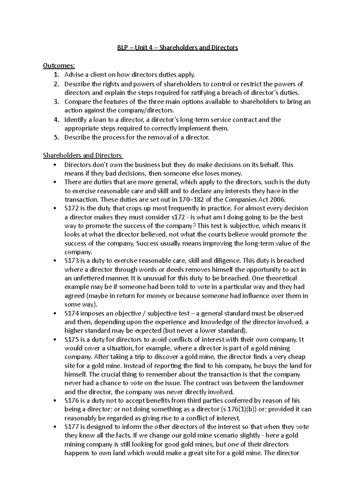 BLP - Unit 4 - Shareholders and Directors - BLP – Unit 4 – Shareholders ...