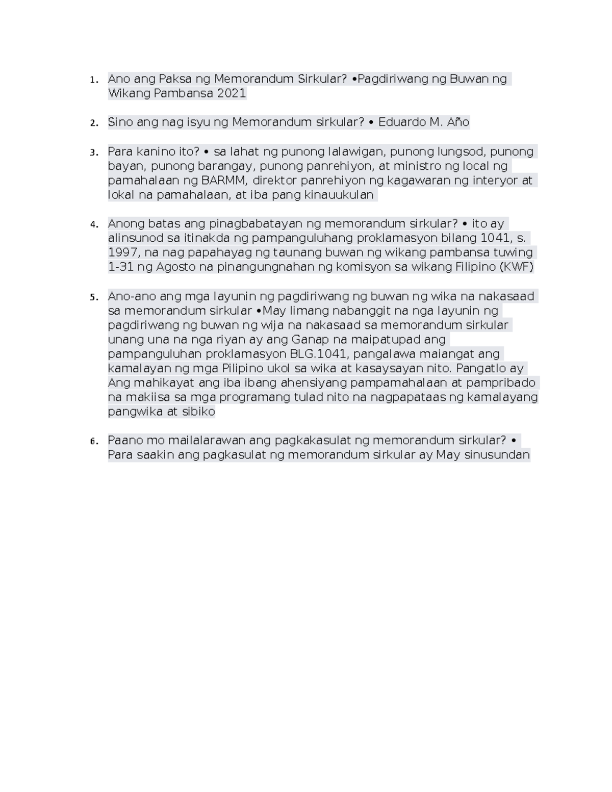 Ano ang Paksa ng Memorandum Sirkular - Año Para kanino ito? • sa lahat ...