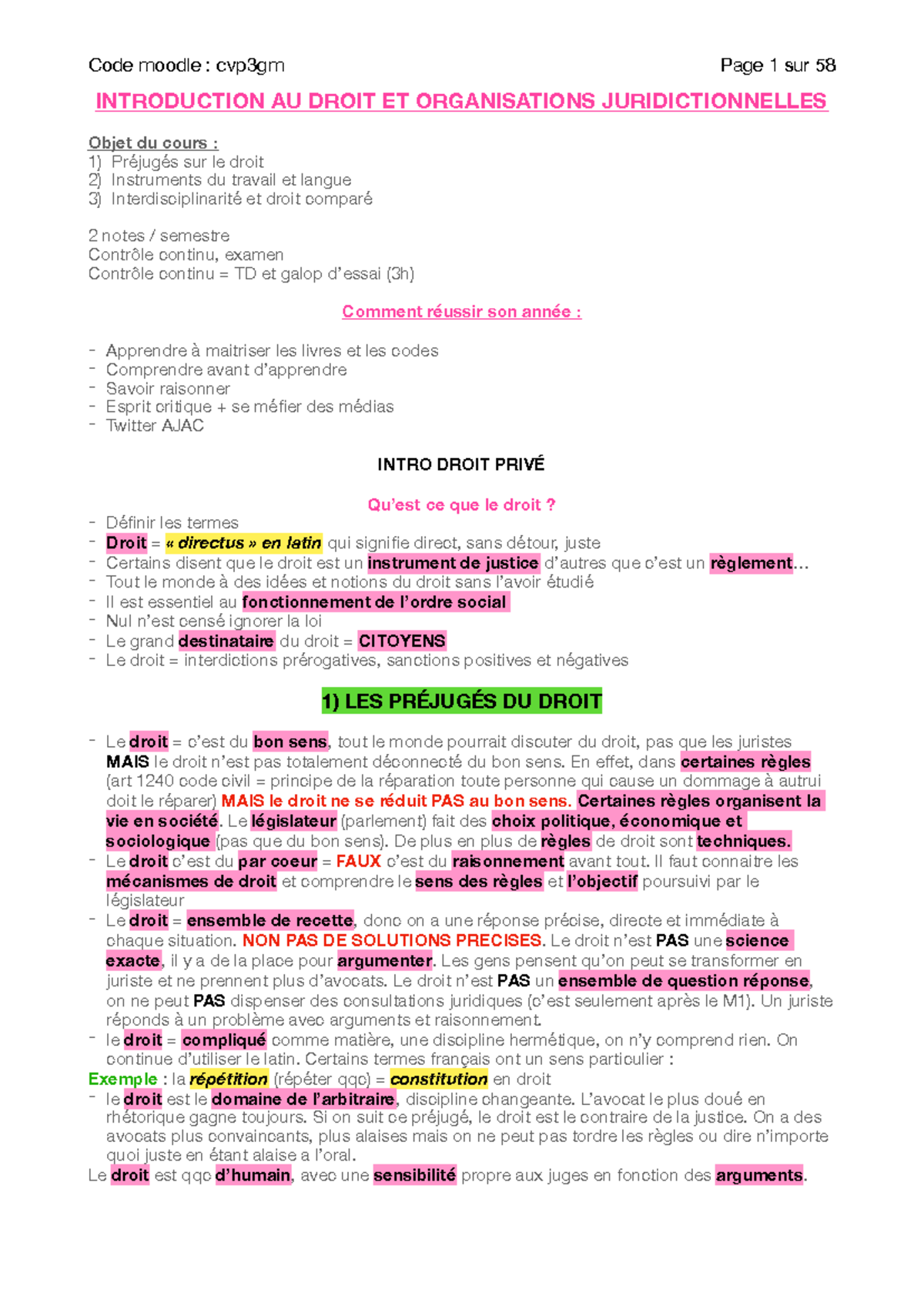 Intro droit organisation juridictionnelles - INTRODUCTION AU DROIT ET ...