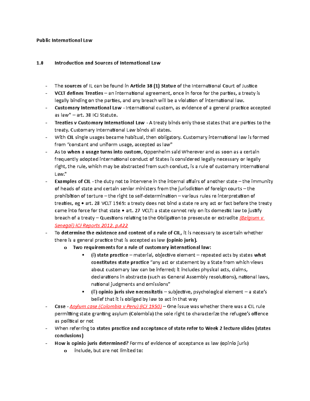 International Law - Exam Notes - Public International Law 1 ...