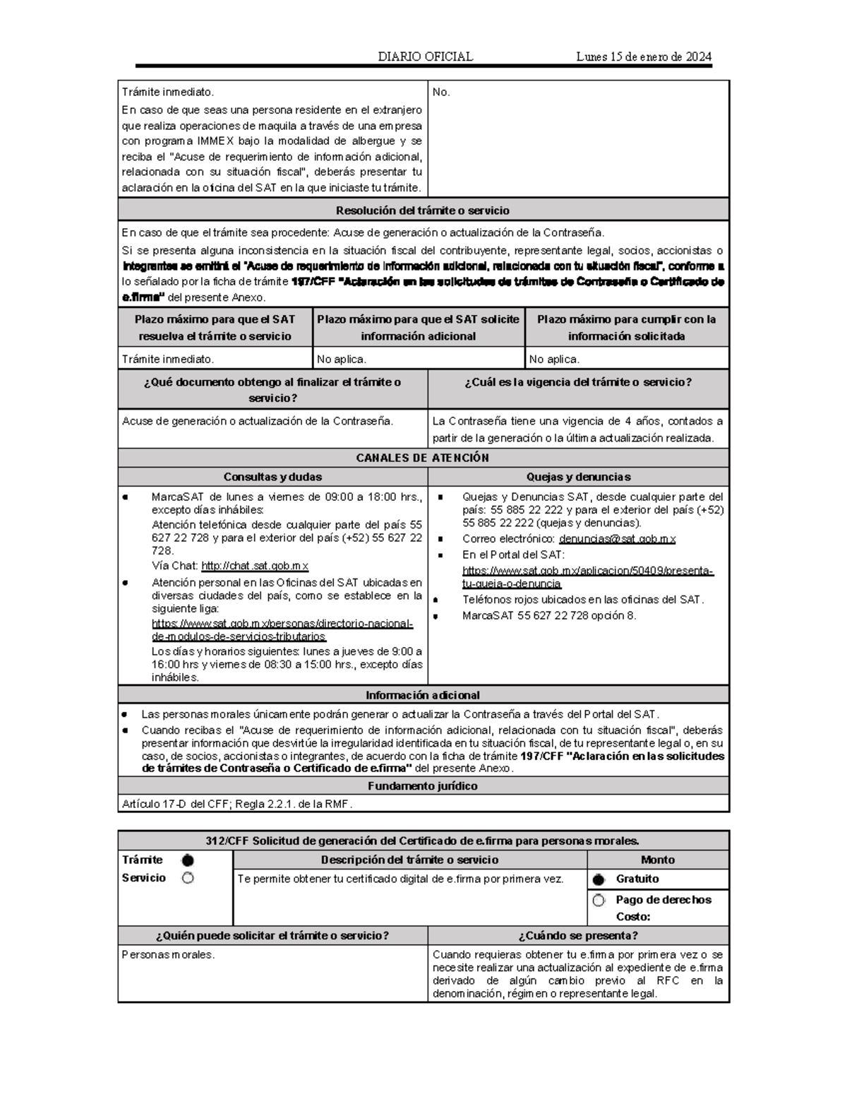 Ficha Cff Diario Oficial Lunes De Enero De Tr Mite Inmediato En Caso De Que Seas