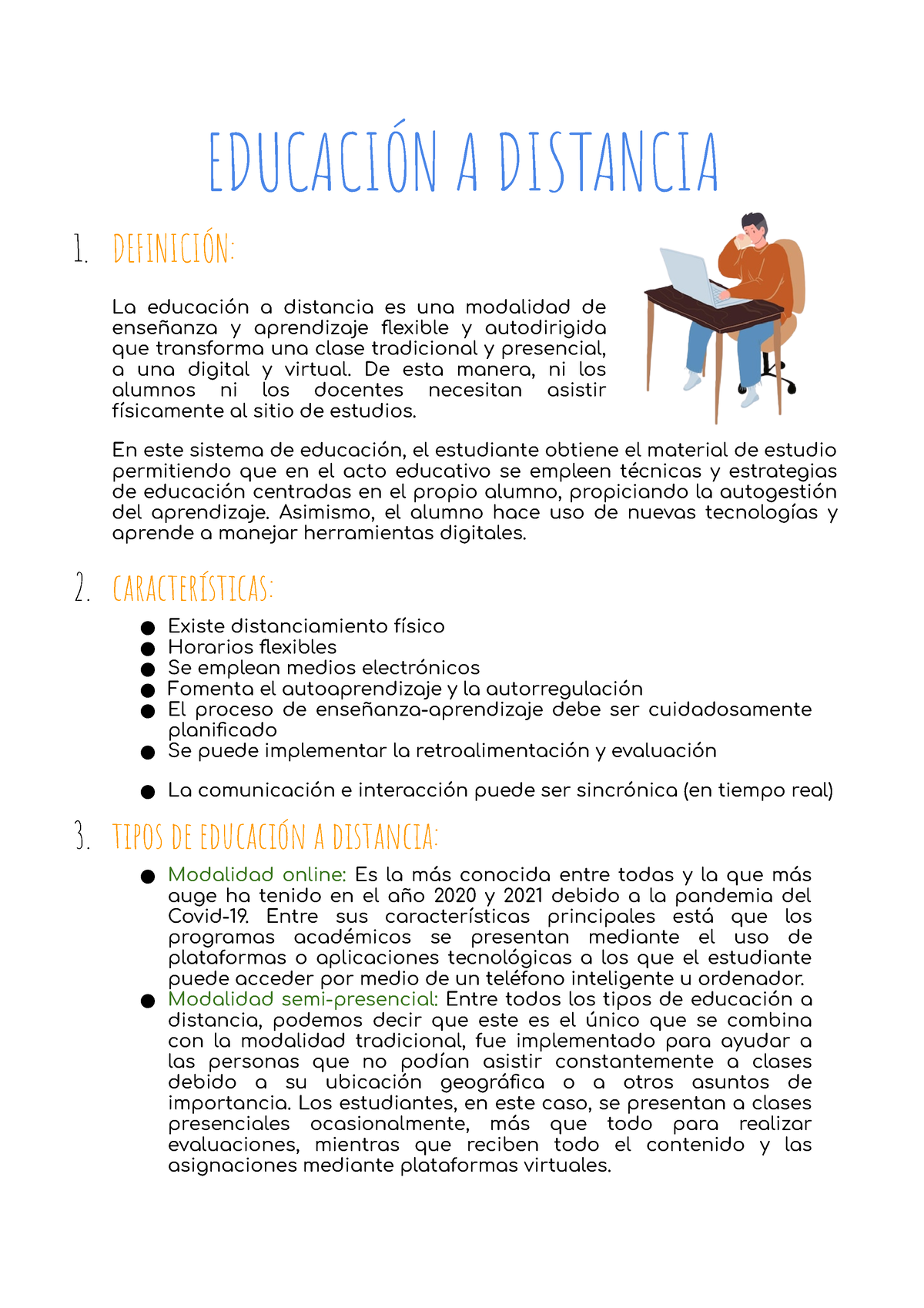 1.Educación A Distancia - EDUCACIÓN A DISTANCIA 1. DEFINICIÓN: La ...