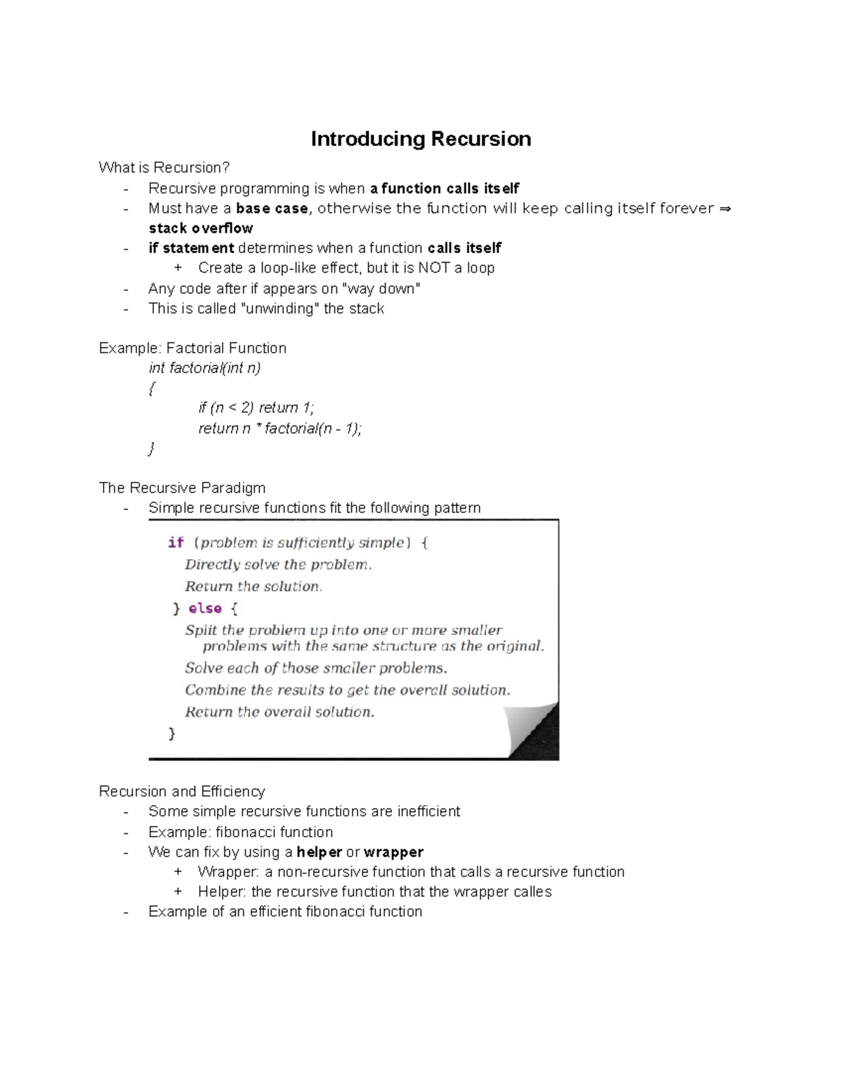 Chapter 10 - Introducing Recursion - Introducing Recursion What Is ...