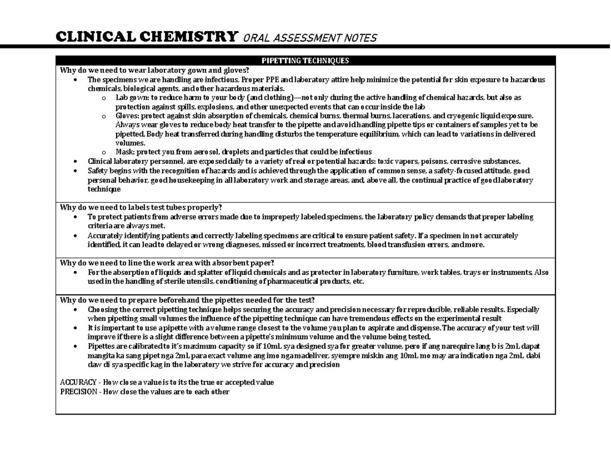 Pipetting OA notes . PIPETTING TECHNIQUES Why do we need to wear