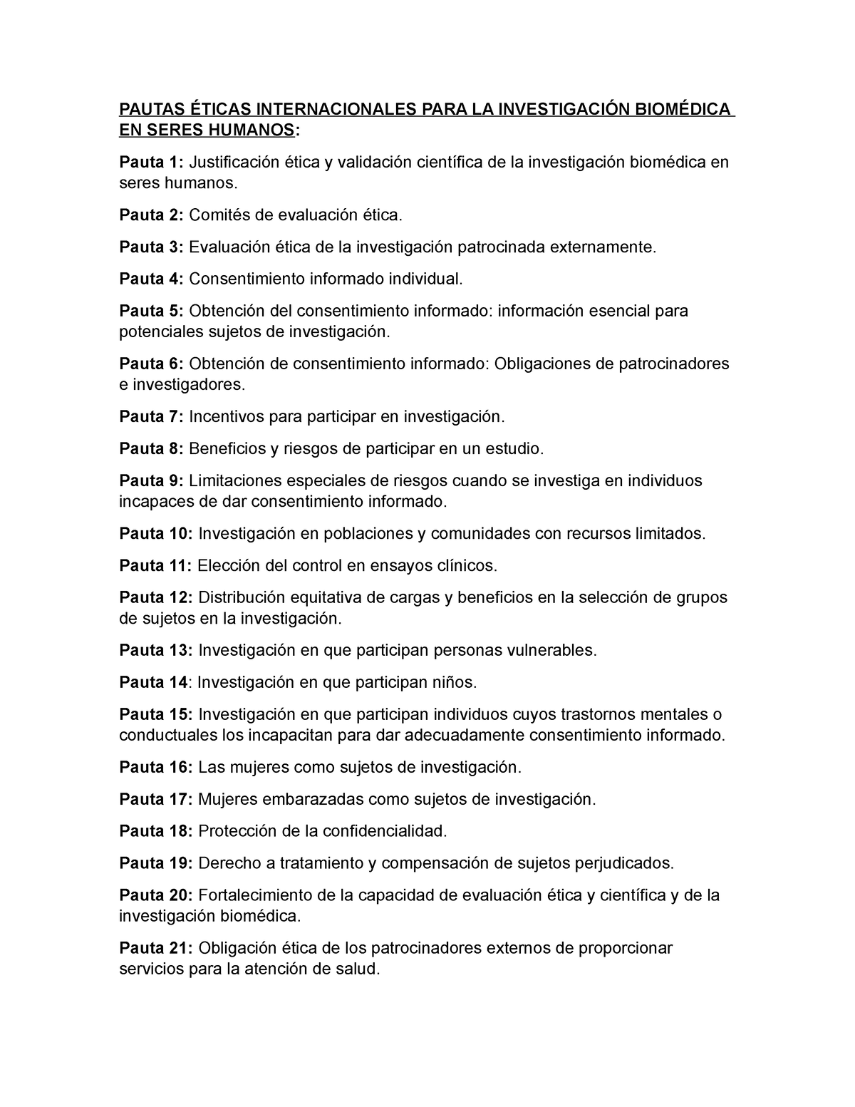 Pautas Éticas Internacionales Para La Investigación Biomédica En Seres Humanos Pautas Éticas 6411