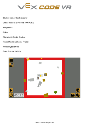 Castle Crasher - wow - Student Name: Castle Crasher Class: Robotics 8 ...