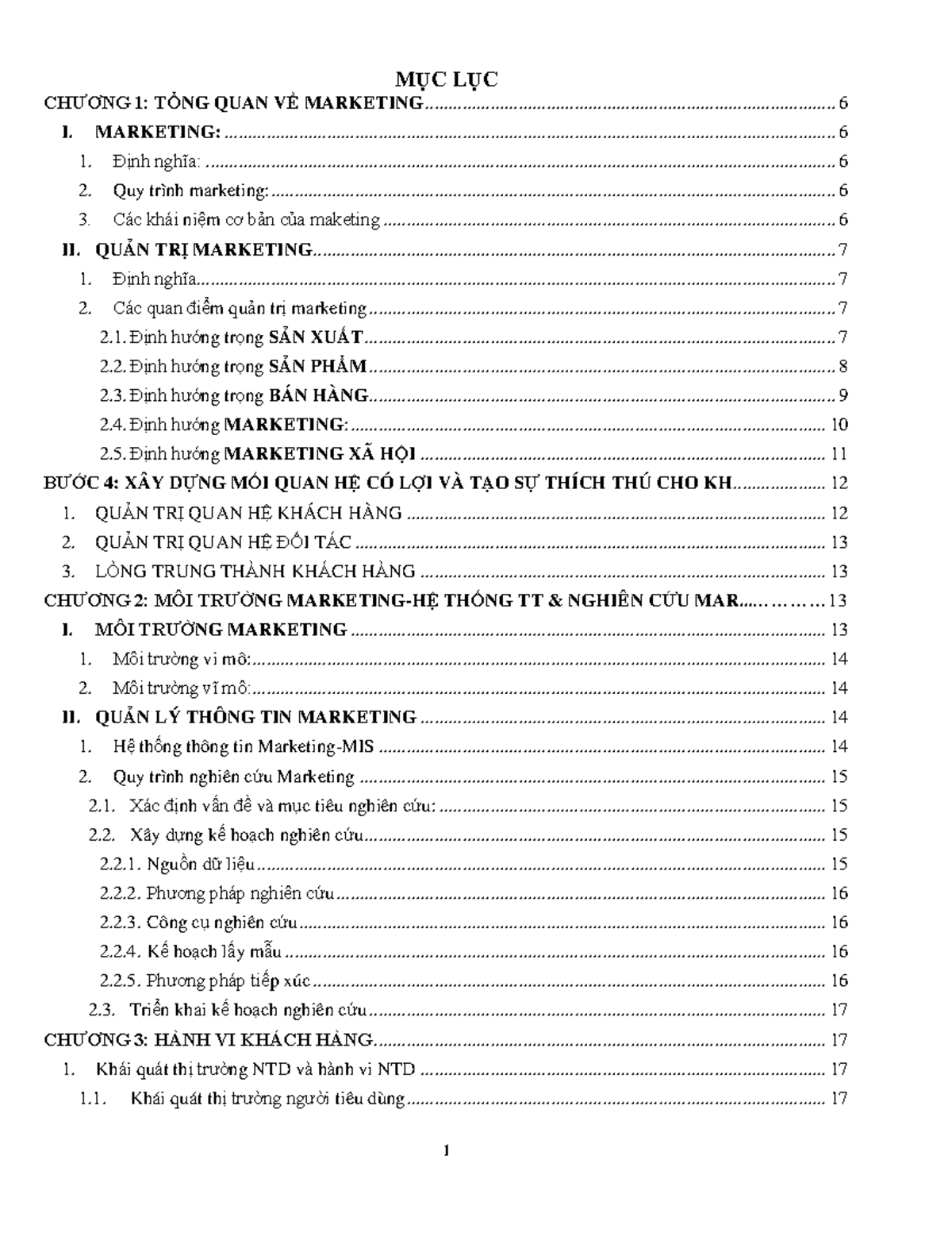 Tóm tắt lý thuyết MAR - Tóm tắt lý thuyết MARKETING CĂN BẢN - MỤC LỤC CHƯƠNG 1: TỔNG QUAN VỀ - Studocu