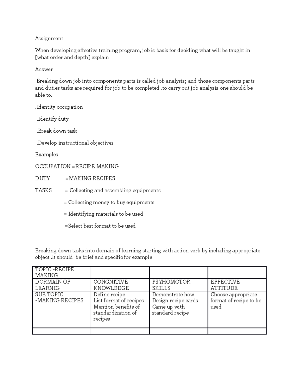Assignment - N/A - Assignment When developing effective training ...