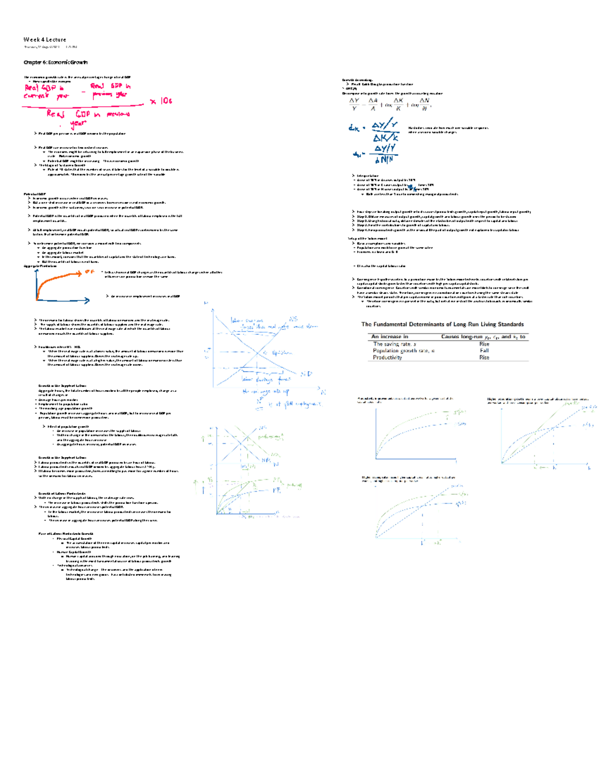 ECON1102 Lecture 4 Notes - Chapter 6: Economic Growth The economic ...