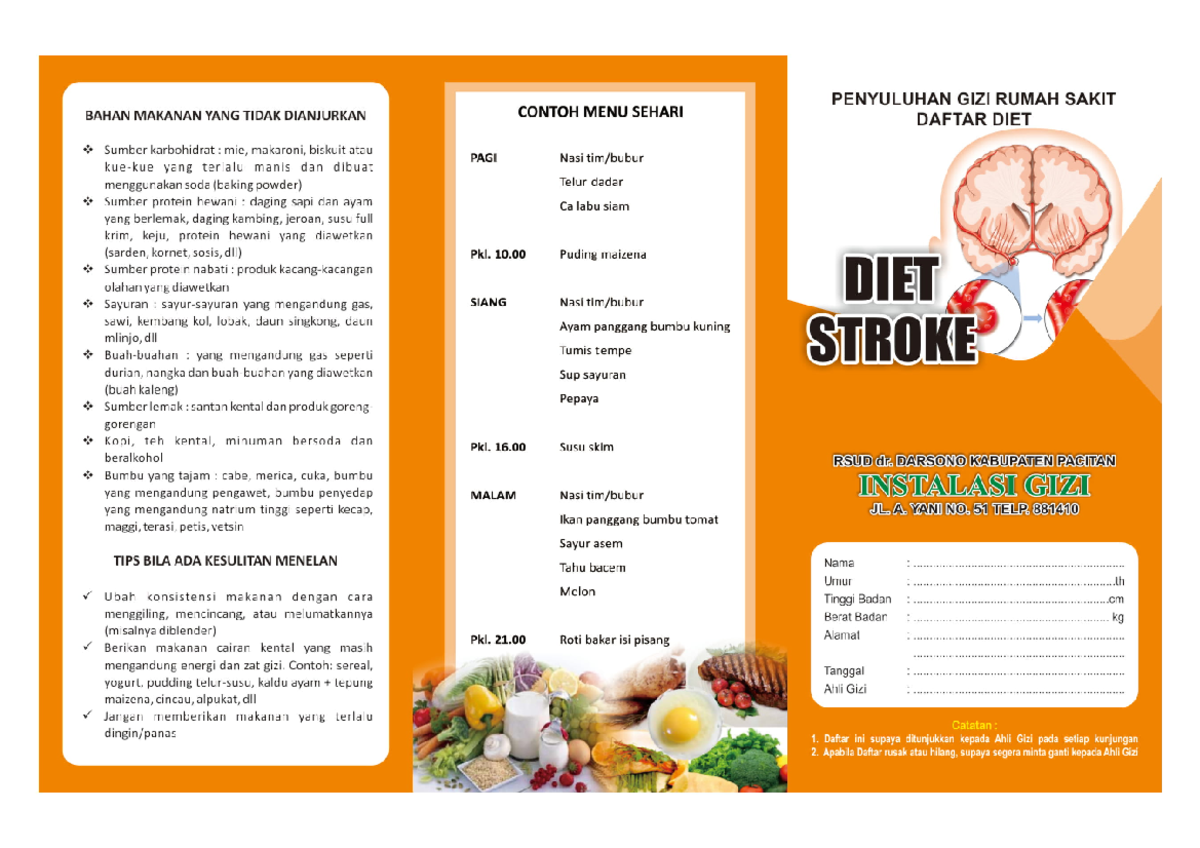 DIET Stroke - LEAFLEAT - Gizi dalam daur kehidupan - Studocu