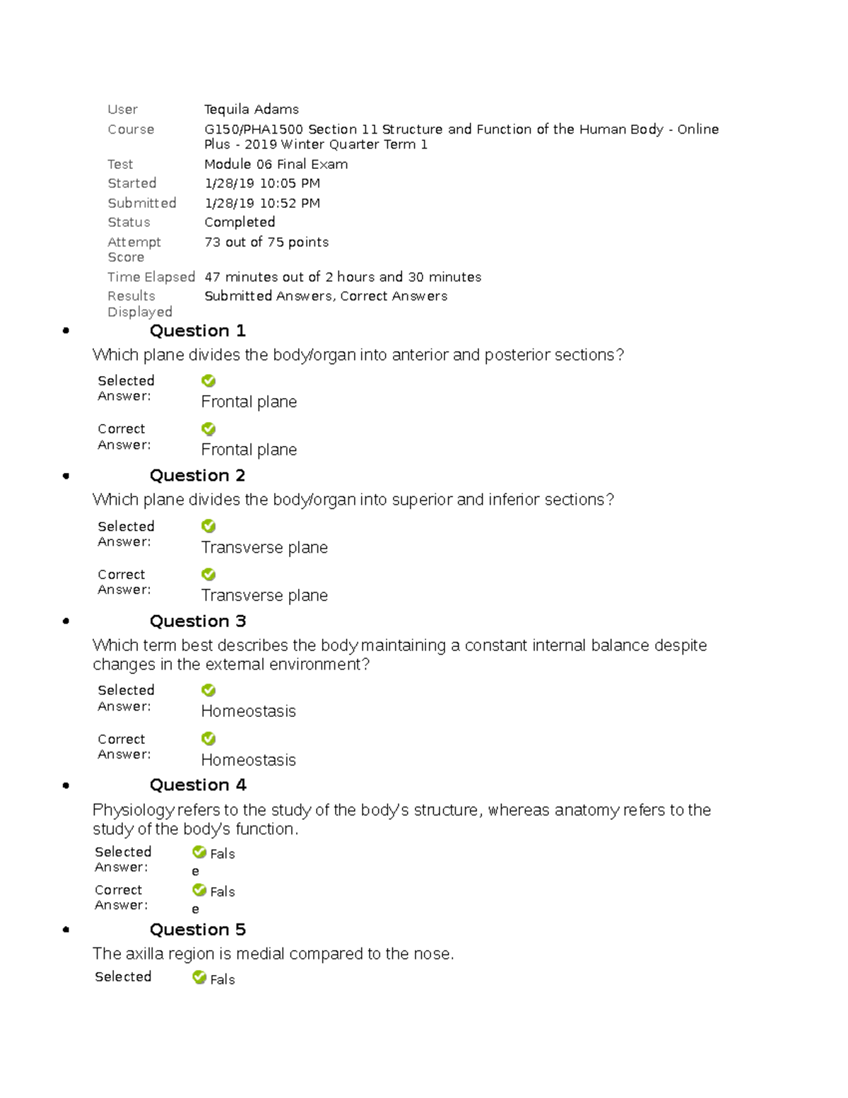 Structure AND Fuction OF Human BODY Final EXAM Module 6 - User Tequila ...