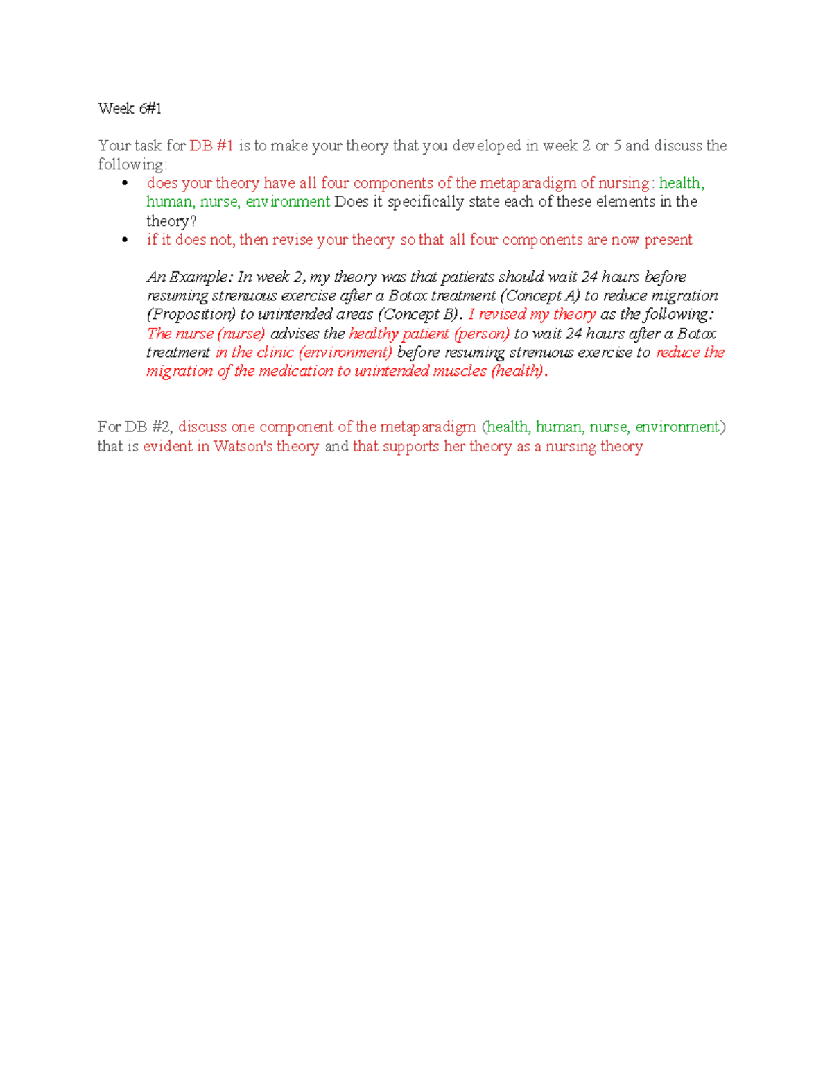 Week 6#1 - None - Week 6# Your task for DB #1 is to make your theory ...
