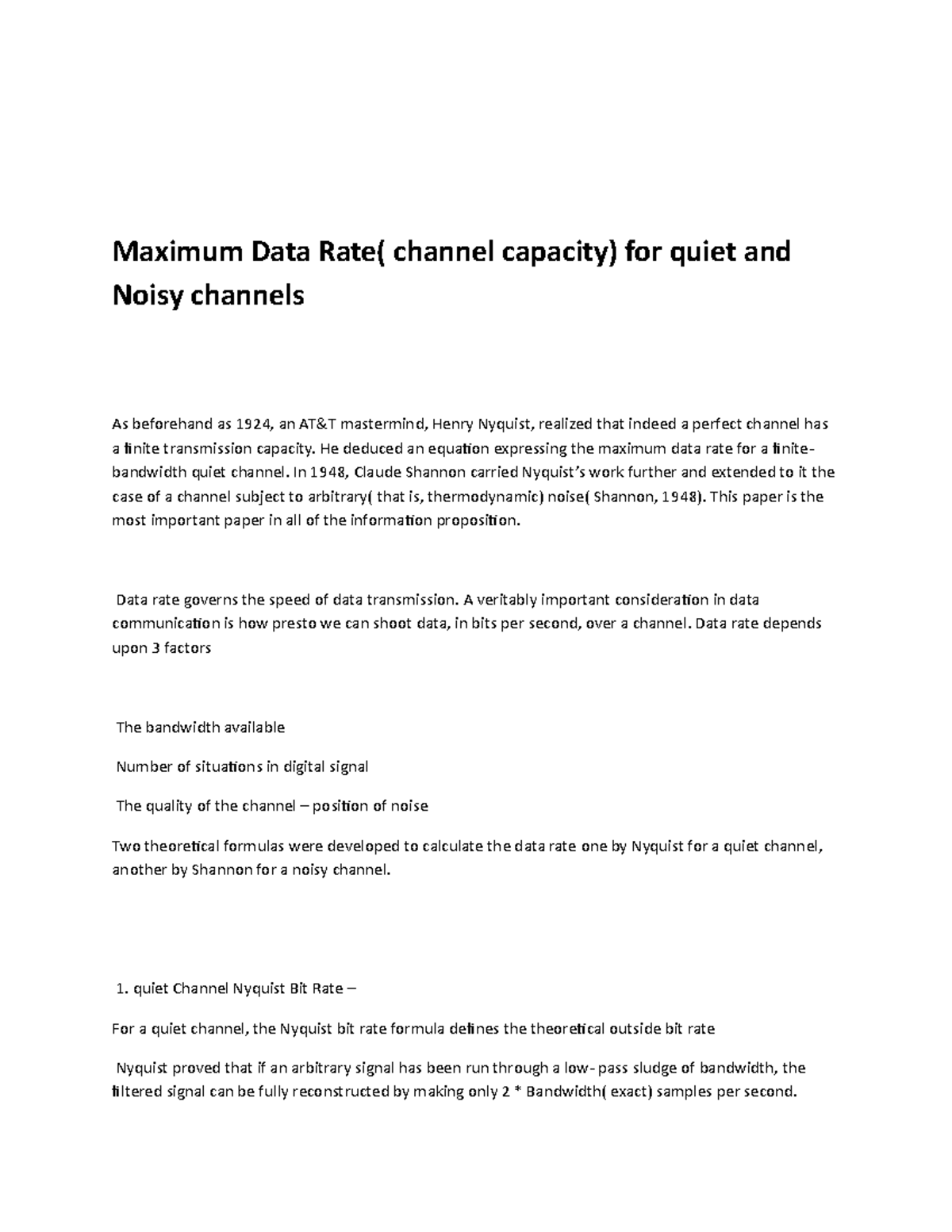 maximum-data-rate-channel-capacity-for-quiet-and-noisy-channels