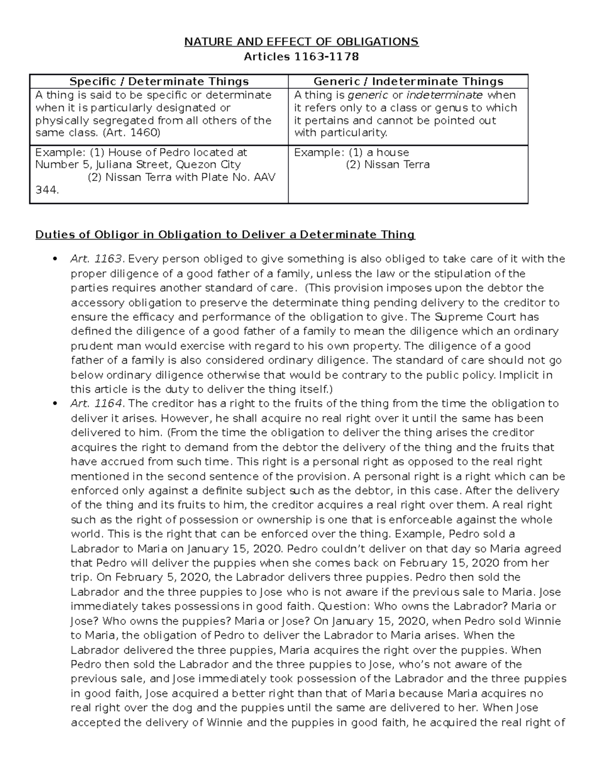 2. Nature And Effects Of Obligation - NATURE AND EFFECT OF OBLIGATIONS ...