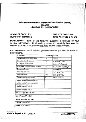 Phys 1011 Final Sample - physics module - Physics freshman course - AAU ...