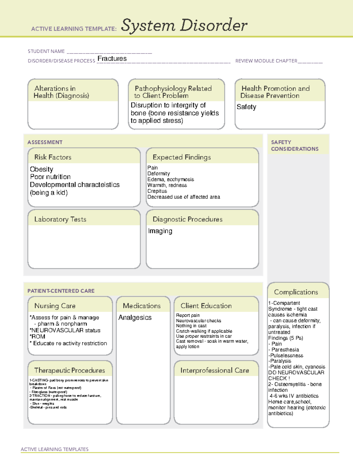 System disorder fractures (1) - ACTIVE LEARNING TEMPLATES System ...