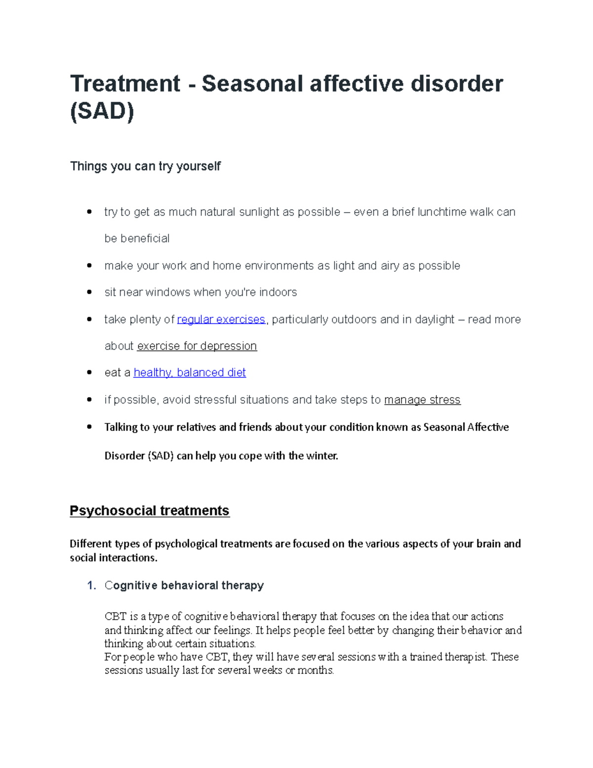 Article 2 Seasonal Depression - Treatment - Seasonal Affective Disorder ...